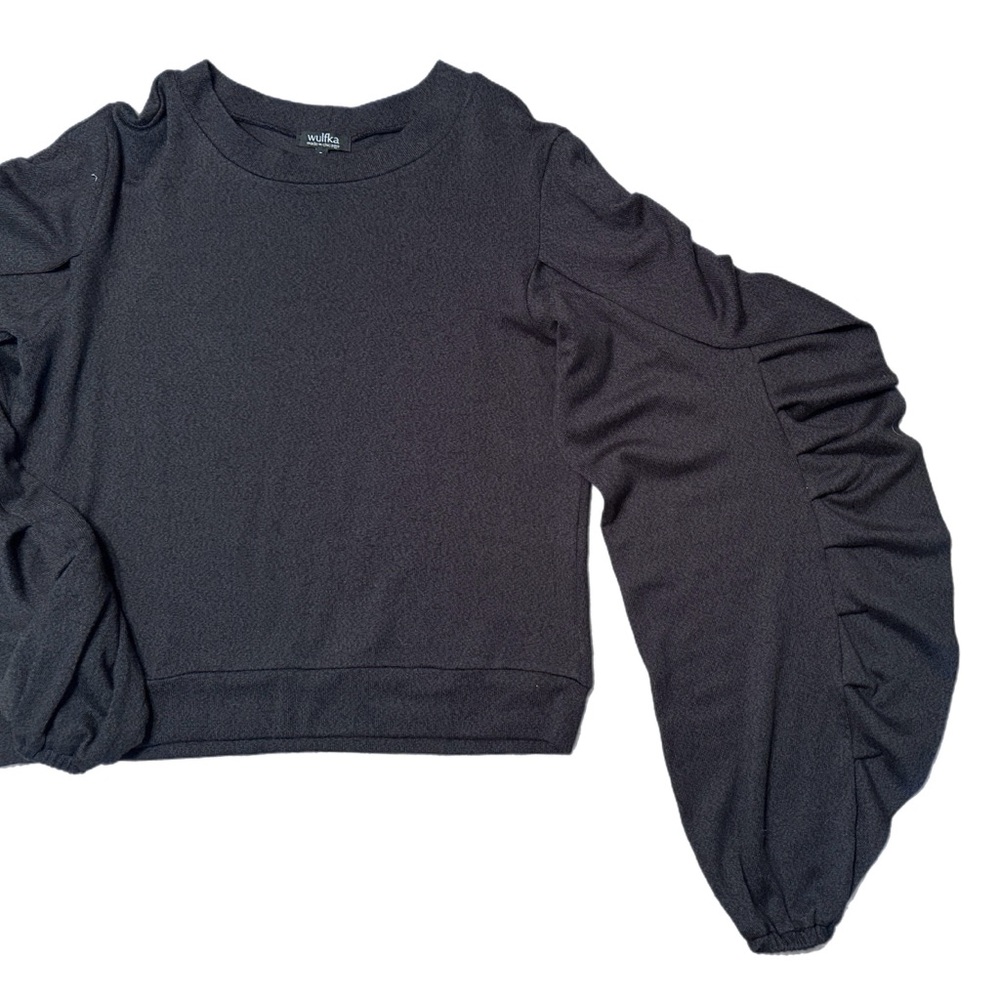 Wulfka Ruffle Detail Long Sleeve Sweater Top Charcoal Grey Size S